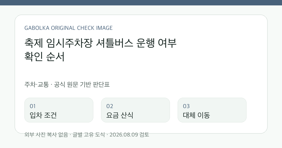 축제 임시주차장 셔틀버스 운행 여부 확인 순서 글별 확인 도식
