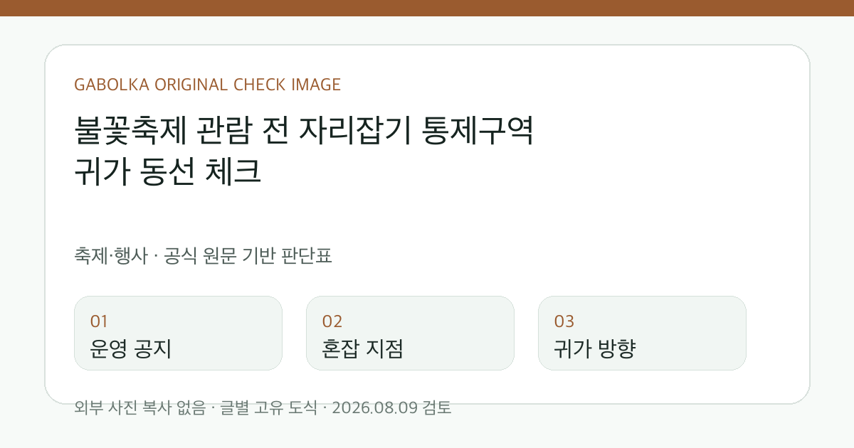 불꽃축제 관람 전 자리잡기 통제구역 귀가 동선 체크 글별 확인 도식
