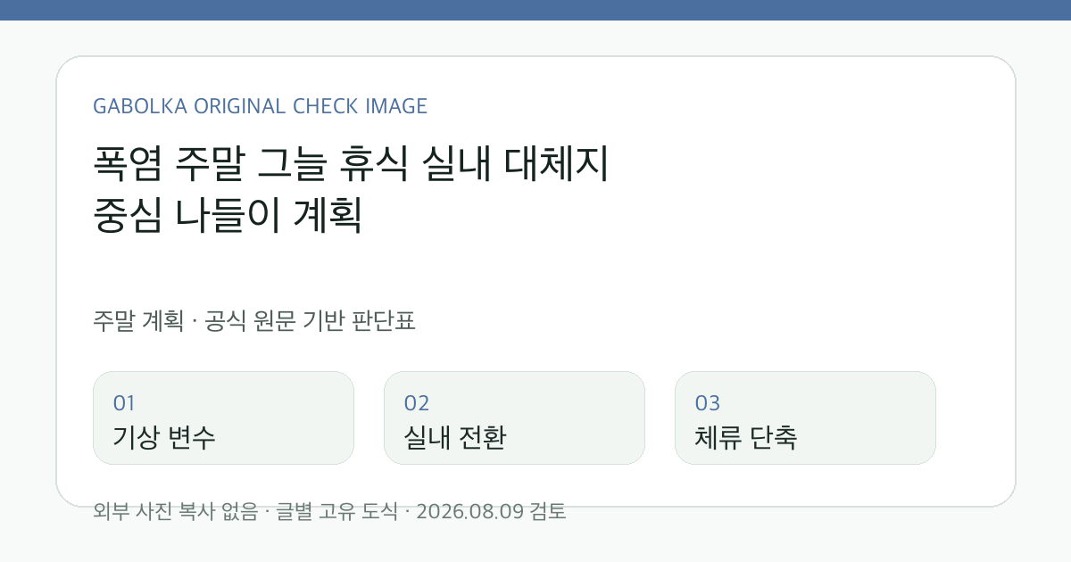 폭염 주말 그늘 휴식 실내 대체지 중심 나들이 계획 글별 확인 도식