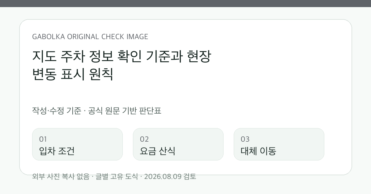 지도 주차 정보 확인 기준과 현장 변동 표시 원칙 글별 확인 도식