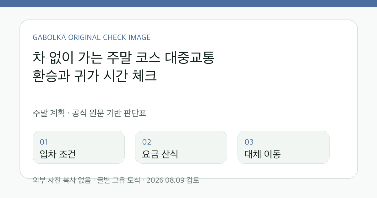 차 없이 가는 주말 코스 대중교통 환승과 귀가 시간 체크 글별 확인 도식